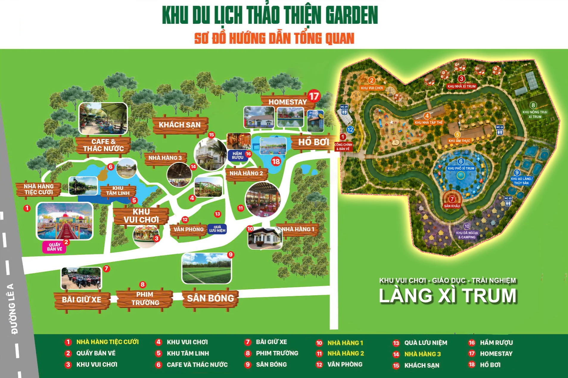 Sơ đồ hướng dẫn tổng quan Khu du lịch Thảo Thiện Garden